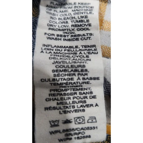 Woolrich Mens Large Long Sleeve Button Down Blue Plaid 100% Organic Cotton Shirt - Picture 5 of 7